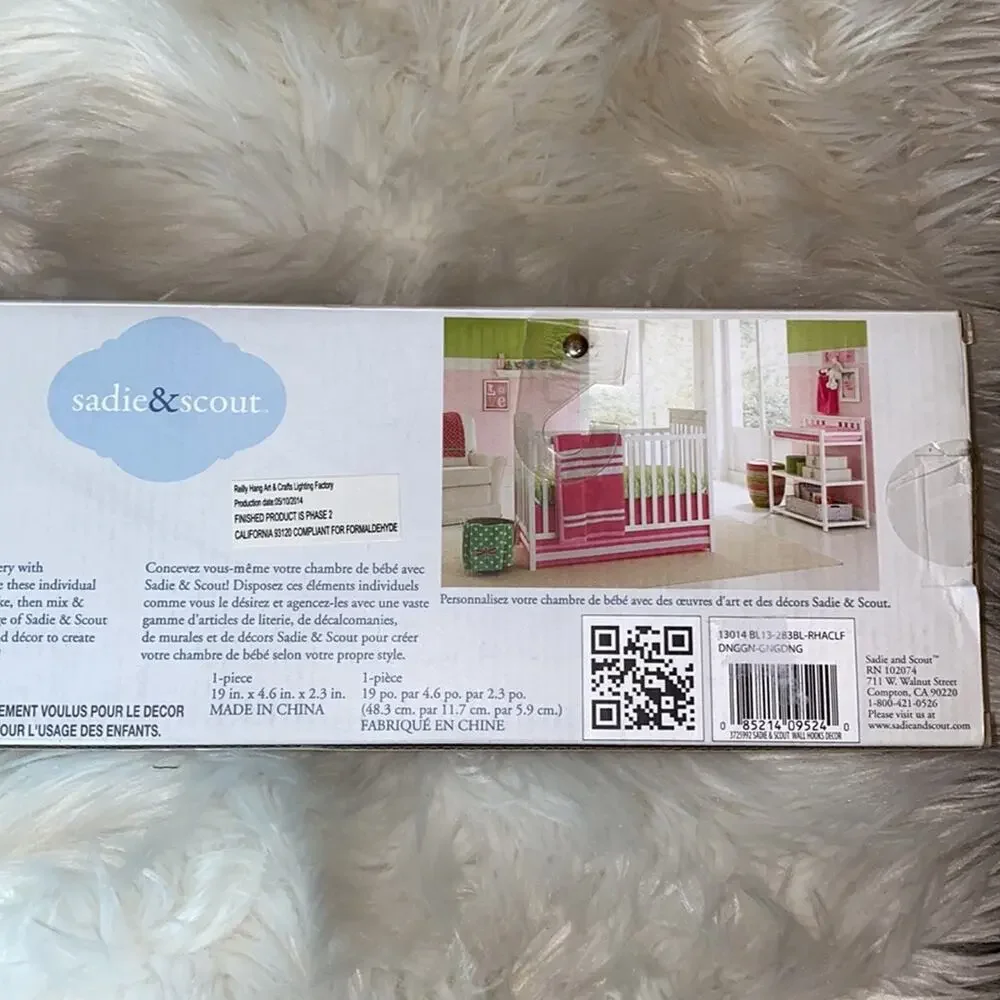 Sadie & Scout Pink Girl Wall Hooks NEW